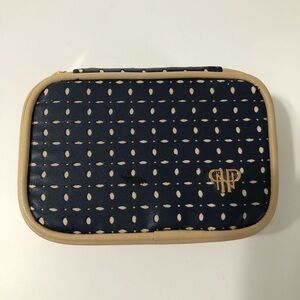 PurseN Navy and Beige Perforated jewelry bag zip with pockets vacation travel